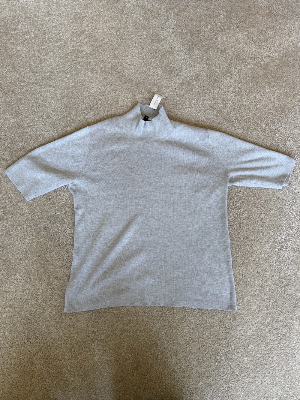 Banana Republic Light Gray Short Sleeve Mock Neck Top